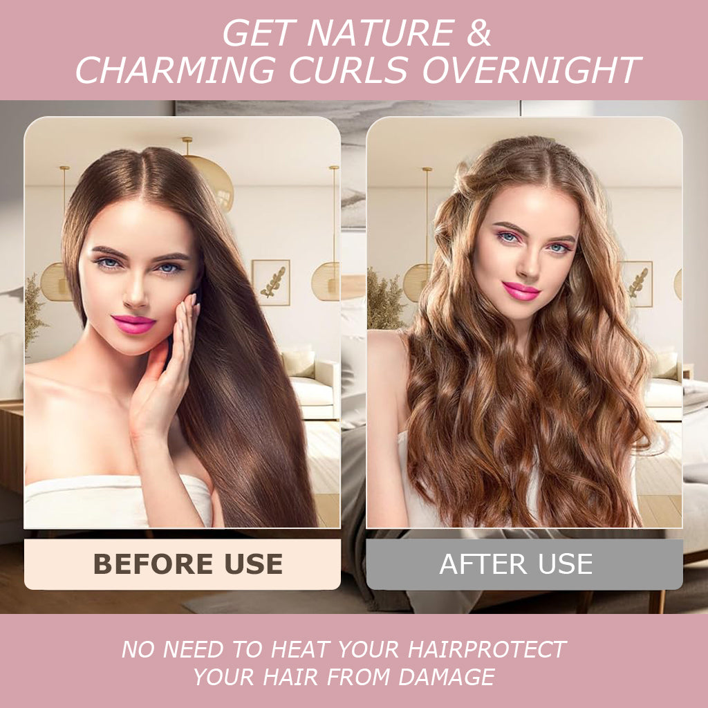 MAYCREATE 3pcs Heatless Overnight Hair Curlers, Hair Curlers to Sleep In Curlers Blowout, No Heat Curling Rods Set for Women with Headscarf and Hook for Long Hair, Pink MAYCREATE 3pcs Heatless Overnight Hair Curlers, Hair Curlers to Sleep In Curlers Blowout, No Heat Curling Rods Set for Women with Headscarf and Hook for Long Hair, Pink